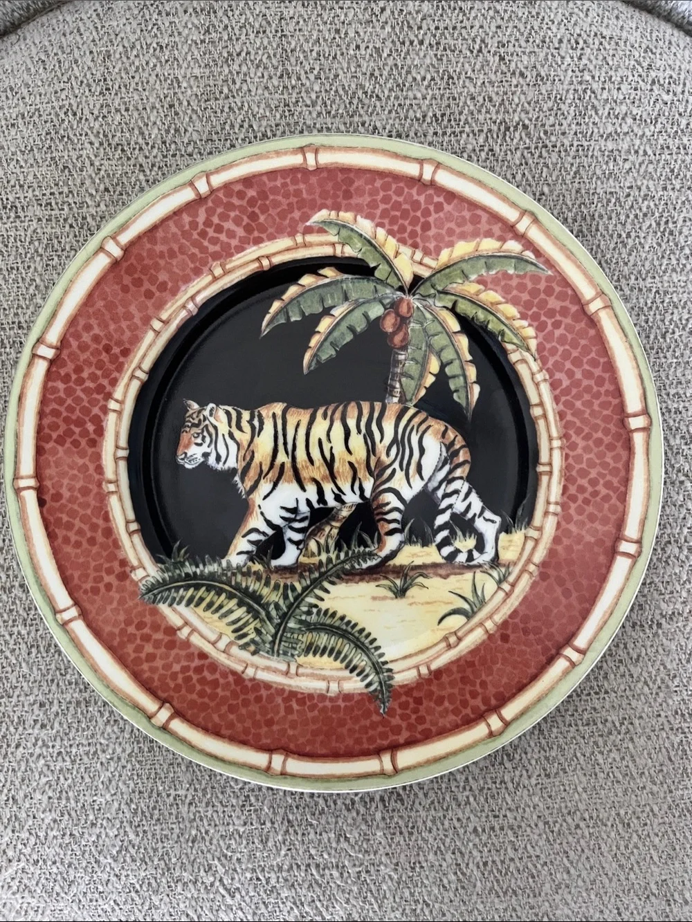 VTG Jungle Safari Tiger Saddhia Hutchinson salad dessert plate Andrea Sadek 8”